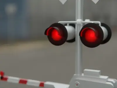 Level crossing - Railroad crossing with lights US Railway 3D model