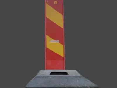 Low-Poly Road work warning sign Low-poly 3D model