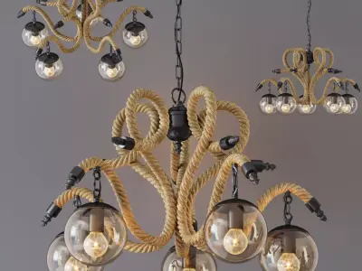 Chandelier Lobe Rope Chandelier Globe 5 3D model