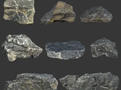 Gray Sharp Rock 220801 Photogrammetry - Ultra HD 16K Textures Low-poly 3D model