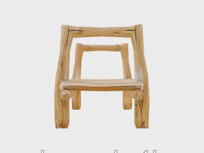 Simple Wooden Footbridge with Robust Design Low-poly 3D model