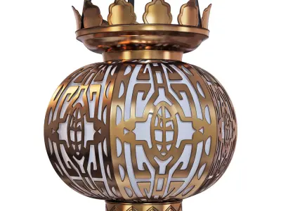 Pendant lamp Oriental Style Brass 3D model