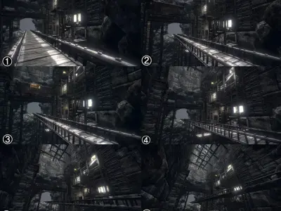 Modular cave kit Low-poly 3D model