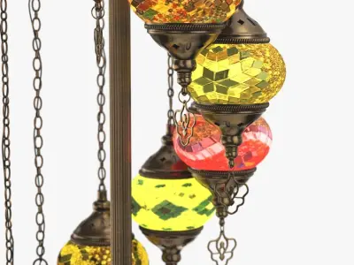 Handmade 9 Head Glass Floor Lamp 3D model