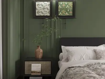 French Style Bedroom Low-poly 3D model