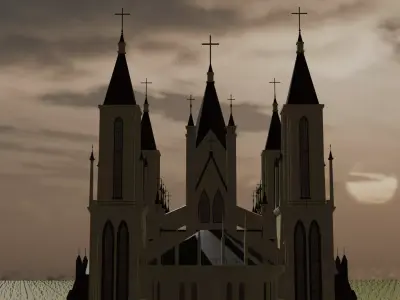 Gothic Style Church Low-poly 3D model