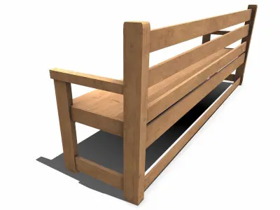 Wooden Outdoor Bench Low-poly PBR Free low-poly 3D model