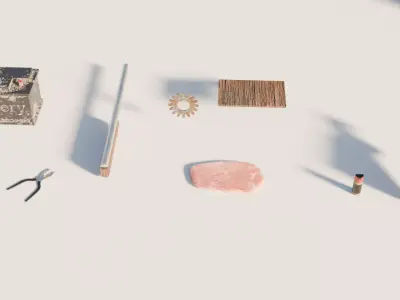 Props pack - mid-poly low-poly game-ready models Low-poly 3D model