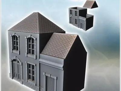 Modern slate-roofed building with annex and upper floor 20 - Mod 3D print model