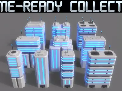 PBR Sci-Fi Building A 31-40 3D Model Pack