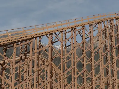 Wooden Rollercoaster Low-poly 3D model