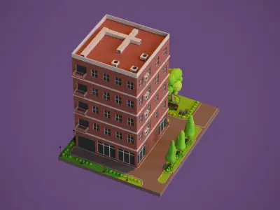 Apartment Building Low-poly 3D model