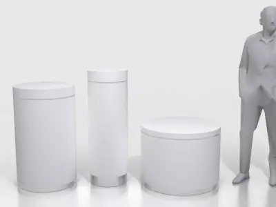 Round Pedestal Display Stand Pack  Exhibition Podium 3D Models 3D model