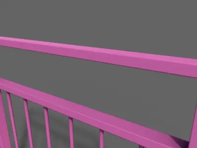 PBR Pedestrian Guard Rail Pink V4 Low-poly 3D model