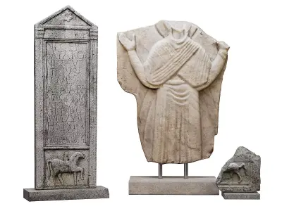Roman tombstones and marble relief 3D model