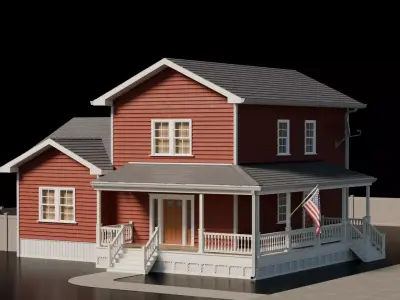 American Cottage House 11 Low-poly 3D model