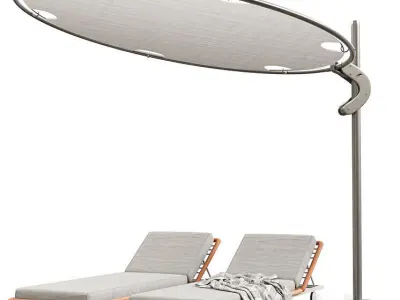 20 Highpoly Parasol  and 13 Highpoly sunbed pack 3D model