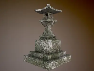 Japanese stone  lantern B Low-poly 3D model