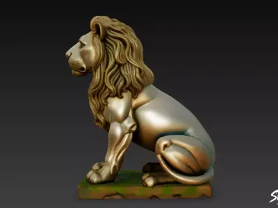 Lion Statue V20 Low-poly 3D model
