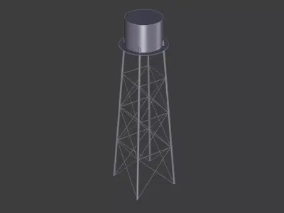 Steel Water Tower Free 3D model