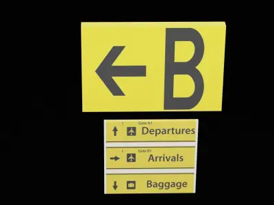 Airport Sign Low-poly 3D model