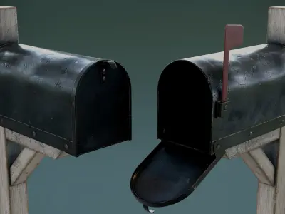 American Mailbox Posts Low-poly 3D model
