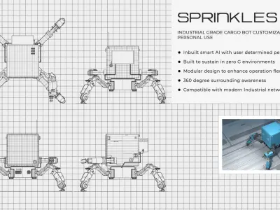 Sprinkles the bot - low poly sci-fi robot 3D model Low-poly 3D model