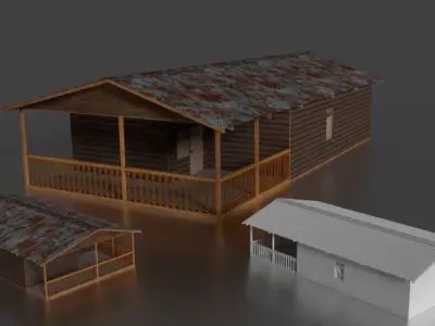 Rumah kayu 001 3D model