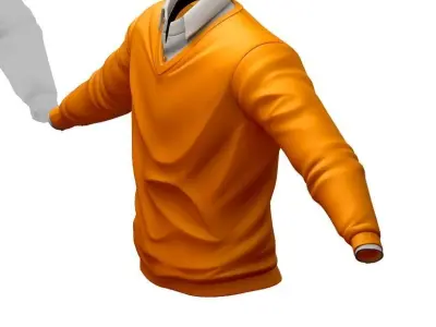 Cartoon High Poly Subdivision Sweater Orange 3D Model Low-poly 3D model