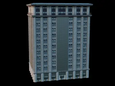 Apartment Low Poly tall building Low-poly 3D model