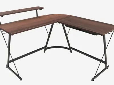 Desk with Monitor Stand Drawer 3D model