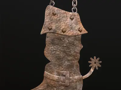 Old sign for a shoemakers shop Low-poly 3D model