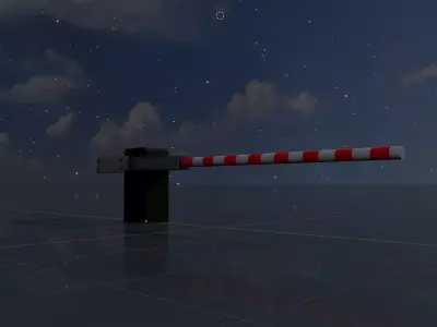 Railway Crossing Barrier 3 m closed Low-poly 3D model