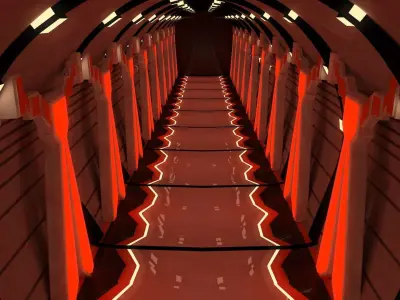 Sci Fi Corridor Low-poly 3D model 4