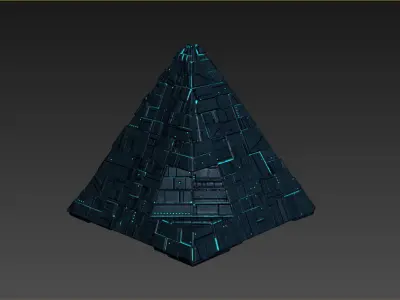 lowpoly Spaceship Pyramid sci fi Low-poly 3D model