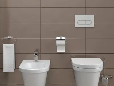 Shower room Ravak Pivot and toilet bidet Ravak Chrome 3D model