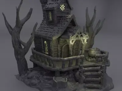 Witch Hut Tabletop Terrain 28 MM 3D print model