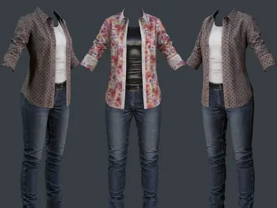 Female 1 -  clothing 2 - Just clothing Low-poly 3D model