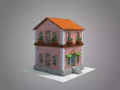 Corner Cafe Low-poly 3D model