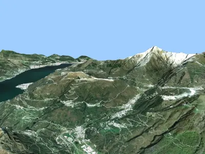 Mountain landscape and city Colico Italy 3D model