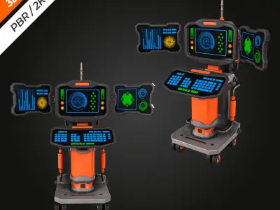 SCI-FI PC Monitor Low-poly 3D model