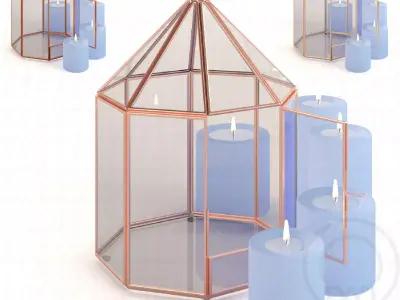 Glass tabletop gazebo Octagon Low-poly 3D model