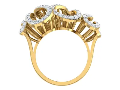Light Weight Yellow Gold Diamond Ring  -DDS RN 245 3D print model