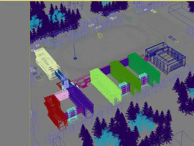 3D Campus School Buildings Set  007 3D model