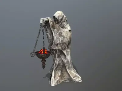 old Statue  Low-poly 3D model