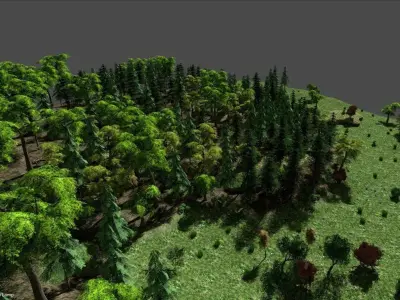 low poly forest landscape Low-poly 3D model