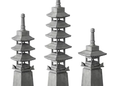 Stone Pagoda Japanese Garden Lantern Tower 3D model