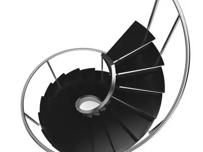 Black Metal Spiral Stairs 3D model
