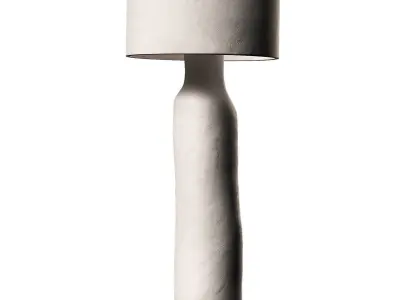 Contemporary Papier Mache Floor Lamp minimal white 3D model
