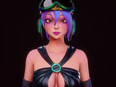 Girl 3D Model woman with hair and shorts Low-poly 3D model